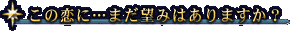 この恋に…まだ望みはありますか?