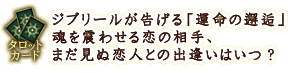 タロットカード
ジブリールが告げる「運命の邂逅」 魂を震わせる恋の相手、まだ見ぬ恋人との出逢いはいつ?