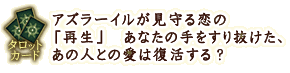 タロットカード
アズラーイルが見守る恋の「再生」 あなたの手をすり抜けた、あの人との愛は復活する?