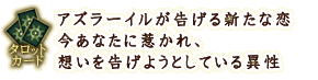 タロットカード
アズラーイルが告げる新たな恋 今あなたに惹かれ、想いを告げようとしている異性